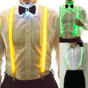 Light Up Men&#039;s Led Suspenders Bow Tie Perfect For Music Suspenders Illuminated Led Festival Costume Party