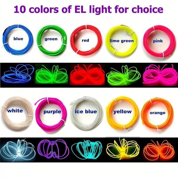 Glow EL Wire Cable LED Neon Christmas Dance Party DIY Costumes Clothing Luminous Car Light Decoration Clothes Ball Rave With Battery Drive Box Glow EL Wire Cable LED Neon Christmas Dance Party DIY Costumes Clothing Luminous Car Light Decoration Clothes Ball Rave With Battery Drive Box