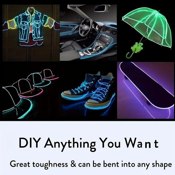 Glow EL Wire Cable LED Neon Christmas Dance Party DIY Costumes Clothing Luminous Car Light Decoration Clothes Ball Rave With Battery Drive Box Glow EL Wire Cable LED Neon Christmas Dance Party DIY Costumes Clothing Luminous Car Light Decoration Clothes Ball Rave With Battery Drive Box