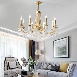 Modern Clear Crystal Chandelier Adjustable 6/8 Lights Crystal Glass Flush Mount Hanging Ceiling Pendant Light Classic Candle Style Lighting Fixture E12/E14 for Bedroom Living Room Hallway Entry 110-240V