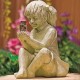 Outdoor Luminous Boy and Girl Resin Courtyard Garden Decoration Sculpture Garden Courtyard Solar Lighted Firefly Jar with Switch 40Mah Battery Creative Yard Outdoor Sculpture for Garden Decor