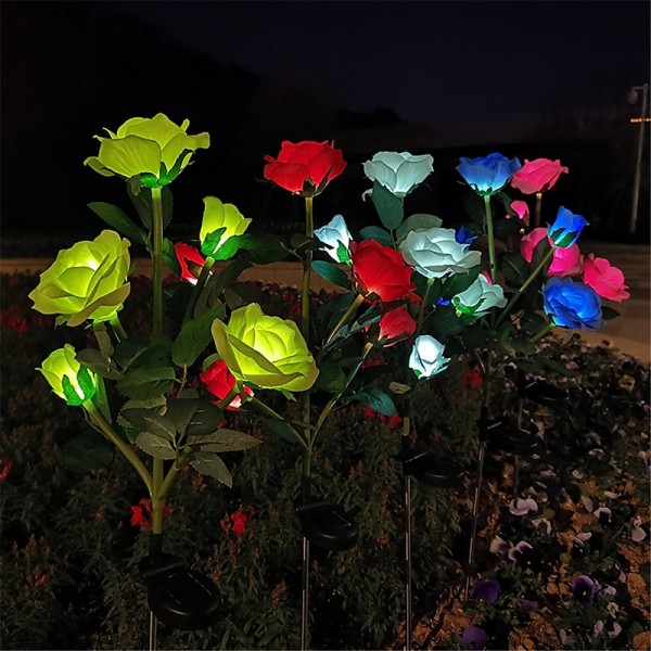 5 Head LED Solar Rose Orchid Flower Light Outdoor Garden Waterproof Simulation Lawn Lamp Wedding Party Christmas Decor Landscape Light 5 Head LED Solar Rose Orchid Flower Light Outdoor Garden Waterproof Simulation Lawn Lamp Wedding Party Christmas Decor Landscape Light