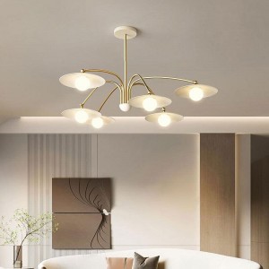 Modern LED Chandelier Lighting Lamp 6/8 Head 3 Color White Metal Glass Indoor Fixture Light for Living Room Bedroom 110-240V