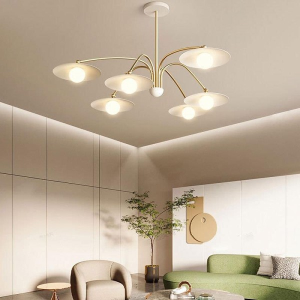 Modern LED Chandelier Lighting Lamp 6/8 Head 3 Color White Metal Glass Indoor Fixture Light for Living Room Bedroom 110-240V Modern LED Chandelier Lighting Lamp 6/8 Head 3 Color White Metal Glass Indoor Fixture Light for Living Room Bedroom 110-240V