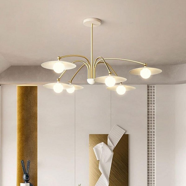 Modern LED Chandelier Lighting Lamp 6/8 Head 3 Color White Metal Glass Indoor Fixture Light for Living Room Bedroom 110-240V Modern LED Chandelier Lighting Lamp 6/8 Head 3 Color White Metal Glass Indoor Fixture Light for Living Room Bedroom 110-240V