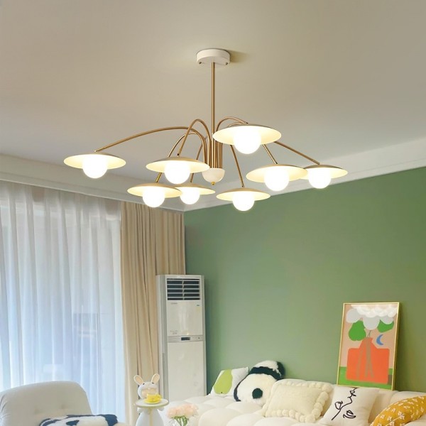 Modern LED Chandelier Lighting Lamp 6/8 Head 3 Color White Metal Glass Indoor Fixture Light for Living Room Bedroom 110-240V Modern LED Chandelier Lighting Lamp 6/8 Head 3 Color White Metal Glass Indoor Fixture Light for Living Room Bedroom 110-240V