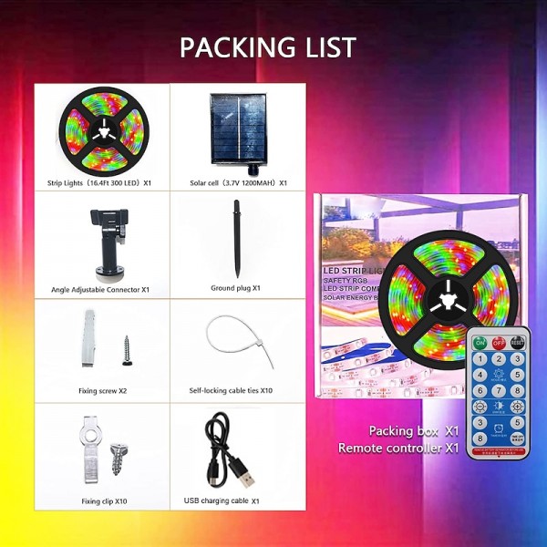 Halloween Christmas Neon Light with Solar LED Light with SMD2835 Remote Control 8-mode Color Changing USB Charging 1000mAh IP67 Waterproof Outdoor Decoration Automatic Timing Halloween Christmas Neon Light with Solar LED Light with SMD2835 Remote Control 8-mode Color Changing USB Charging 1000mAh IP67 Waterproof Outdoor Decoration Automatic Timing