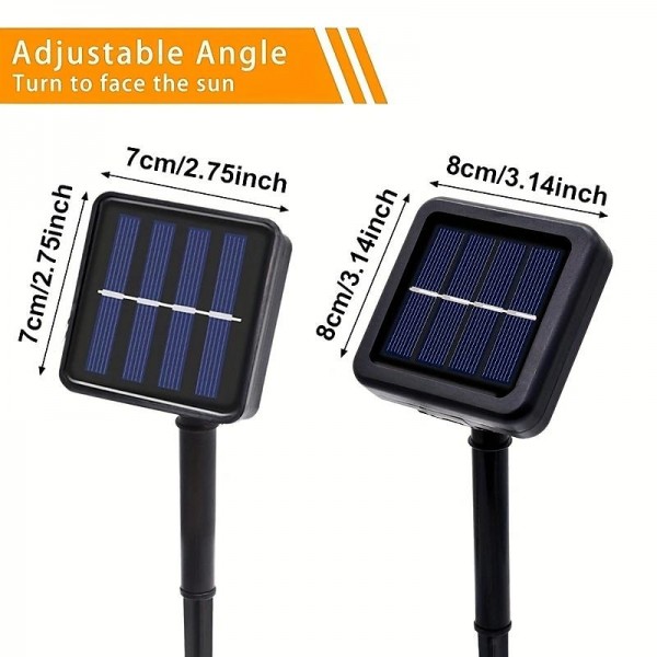 Outdoor Solar String Lights, Solar Powered Fairy Lights With 8 Modes Waterproof Decoration Copper Wire Lights For Patio Yard Trees Christmas Wedding Party
