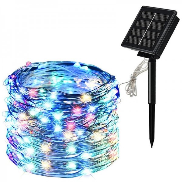 Outdoor Solar String Lights, Solar Powered Fairy Lights With 8 Modes Waterproof Decoration Copper Wire Lights For Patio Yard Trees Christmas Wedding Party