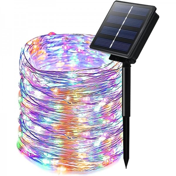 Outdoor Solar String Lights, Solar Powered Fairy Lights With 8 Modes Waterproof Decoration Copper Wire Lights For Patio Yard Trees Christmas Wedding Party