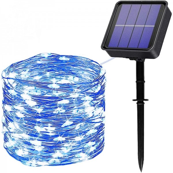 Outdoor Solar String Lights, Solar Powered Fairy Lights With 8 Modes Waterproof Decoration Copper Wire Lights For Patio Yard Trees Christmas Wedding Party