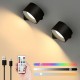 LED Wall Mounted Lights 2 Pcs with Remote, Sensor Puck Lamp 3000mAh Rechargeable Battery Operated, Tri-Color Dimmable Magnetic 360° Rotation Cordless Light for Bedroom Bedside LED Wall Mounted Lights 2 Pcs with Remote, Sensor Puck Lamp 3000mAh Rechargeable Battery Operated, Tri-Color Dimmable Magnetic 360° Rotation Cordless Light for Bedroom Bedside