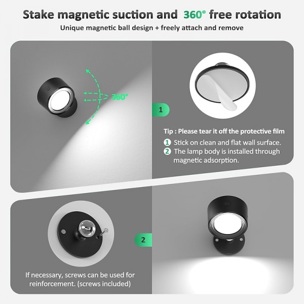 LED Wall Mounted Lights 2 Pcs with Remote, Sensor Puck Lamp 3000mAh Rechargeable Battery Operated, Tri-Color Dimmable Magnetic 360° Rotation Cordless Light for Bedroom Bedside LED Wall Mounted Lights 2 Pcs with Remote, Sensor Puck Lamp 3000mAh Rechargeable Battery Operated, Tri-Color Dimmable Magnetic 360° Rotation Cordless Light for Bedroom Bedside