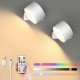 LED Wall Mounted Lights 2 Pcs with Remote, Sensor Puck Lamp 3000mAh Rechargeable Battery Operated, Tri-Color Dimmable Magnetic 360° Rotation Cordless Light for Bedroom Bedside LED Wall Mounted Lights 2 Pcs with Remote, Sensor Puck Lamp 3000mAh Rechargeable Battery Operated, Tri-Color Dimmable Magnetic 360° Rotation Cordless Light for Bedroom Bedside