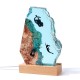 Manta Rays and Couple Diver Resin Night Light Mermaid Whale Office Desktop Art Ornaments Shipwreck Octopus Christmas Gift Solid Wood Resin Night Lamp