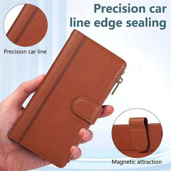 Phone Case For iPhone 15 Pro Max Plus iPhone 14 13 12 11 Pro Max Plus Mini SE Back Cover with Stand Holder Magnetic Zipper Retro TPU PU Leather Phone Case For iPhone 15 Pro Max Plus iPhone 14 13 12 11 Pro Max Plus Mini SE Back Cover with Stand Holder Magnetic Zipper Retro TPU PU Leather