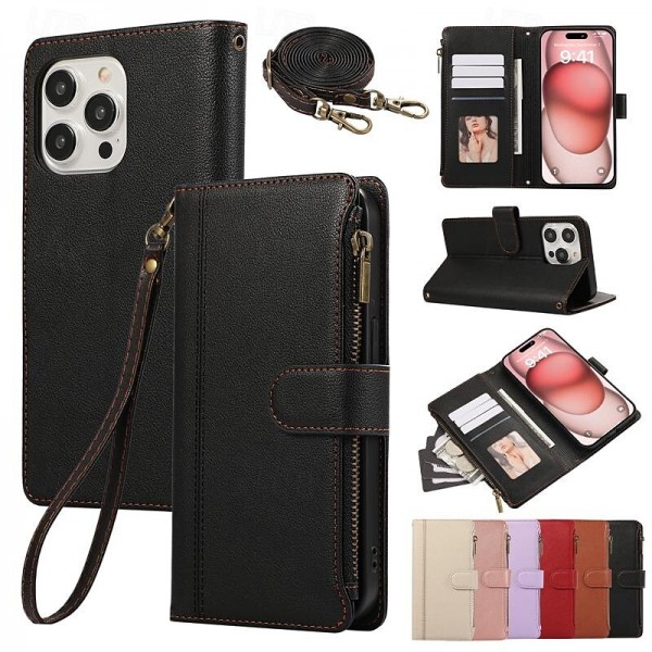 Phone Case For iPhone 15 Pro Max Plus iPhone 14 13 12 11 Pro Max Plus Mini SE Back Cover with Stand Holder Magnetic Zipper Retro TPU PU Leather Phone Case For iPhone 15 Pro Max Plus iPhone 14 13 12 11 Pro Max Plus Mini SE Back Cover with Stand Holder Magnetic Zipper Retro TPU PU Leather