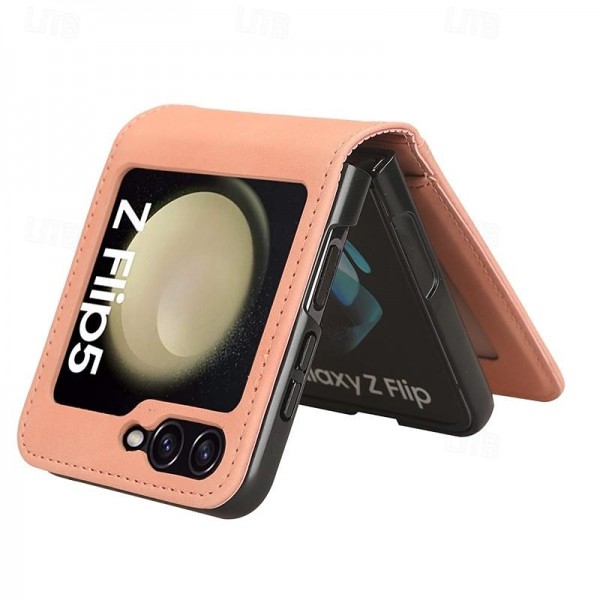 Phone Case For Samsung Galaxy Z Flip 5 Flip Cover Card Slot Shockproof Retro PC PU Leather Phone Case For Samsung Galaxy Z Flip 5 Flip Cover Card Slot Shockproof Retro PC PU Leather