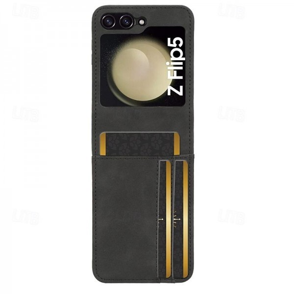 Phone Case For Samsung Galaxy Z Flip 5 Flip Cover Card Slot Shockproof Retro PC PU Leather Phone Case For Samsung Galaxy Z Flip 5 Flip Cover Card Slot Shockproof Retro PC PU Leather
