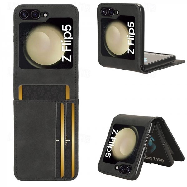 Phone Case For Samsung Galaxy Z Flip 5 Flip Cover Card Slot Shockproof Retro PC PU Leather Phone Case For Samsung Galaxy Z Flip 5 Flip Cover Card Slot Shockproof Retro PC PU Leather