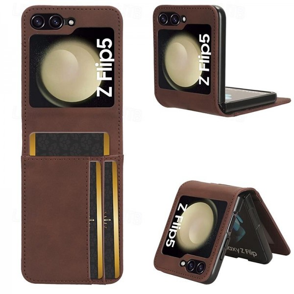 Phone Case For Samsung Galaxy Z Flip 5 Flip Cover Card Slot Shockproof Retro PC PU Leather Phone Case For Samsung Galaxy Z Flip 5 Flip Cover Card Slot Shockproof Retro PC PU Leather