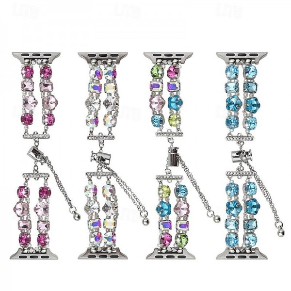 Jewelry Bracelet Compatible with Apple Watch band 38mm 40mm 41mm 42mm 44mm 45mm 49mm Women Crystal Adjustable Alloy Rhinestone Strap Replacement Wristband for iwatch Ultra 2 Series 9 8 7 SE 6 5 4 3 2 Jewelry Bracelet Compatible with Apple Watch band 38mm 40mm 41mm 42mm 44mm 45mm 49mm Women Crystal Adjustable Alloy Rhinestone Strap Replacement Wristband for iwatch Ultra 2 Series 9 8 7 SE 6 5 4 3 2