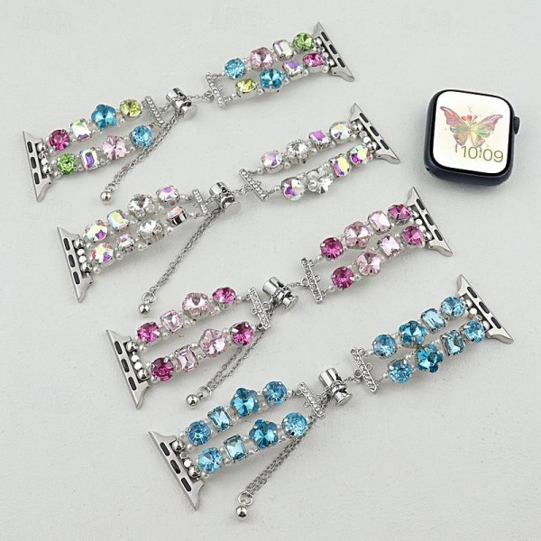 Jewelry Bracelet Compatible with Apple Watch band 38mm 40mm 41mm 42mm 44mm 45mm 49mm Women Crystal Adjustable Alloy Rhinestone Strap Replacement Wristband for iwatch Ultra 2 Series 9 8 7 SE 6 5 4 3 2 Jewelry Bracelet Compatible with Apple Watch band 38mm 40mm 41mm 42mm 44mm 45mm 49mm Women Crystal Adjustable Alloy Rhinestone Strap Replacement Wristband for iwatch Ultra 2 Series 9 8 7 SE 6 5 4 3 2