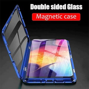 Magnetic Case with Screen Protector for Samsung Galaxy S24 S23 S22 S21 S20 Plus Ultra  A14 A34 A54 A53 A52 Single Sided Glass Fashion Shockproof Solid Colored Tempered Glass Metal Phone Case
