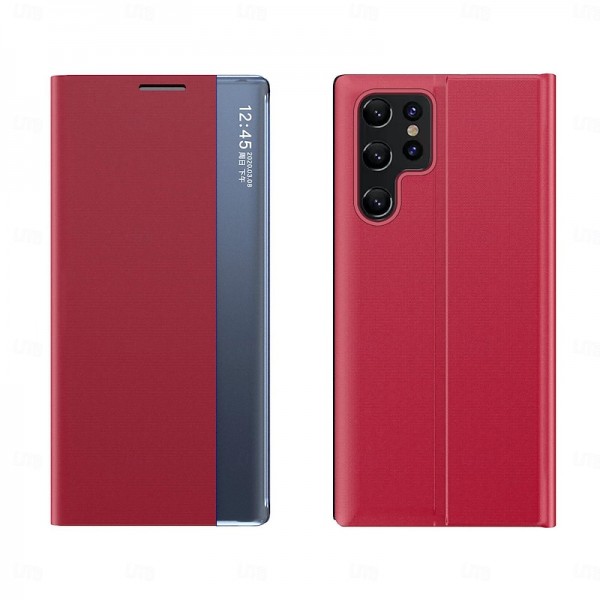 Phone Case For Samsung Galaxy S24 S23 S22 S21 Ultra Plus A72 Full Body Case Auto Sleep / Wake Up Magnetic Flip Kickstand Solid Colored TPU PU Leather