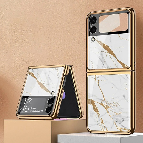 Phone Case For Samsung Galaxy Z Flip 5 Z Flip 4 Z Flip 3 Z Flip 2 Z Flip Back Cover Plating Camera Lens Protector Shockproof Transparent Solid Colored Marble Tempered Glass Phone Case For Samsung Galaxy Z Flip 5 Z Flip 4 Z Flip 3 Z Flip 2 Z Flip Back Cover Plating Camera Lens Protector Shockproof Transparent Solid Colored Marble Tempered Glass