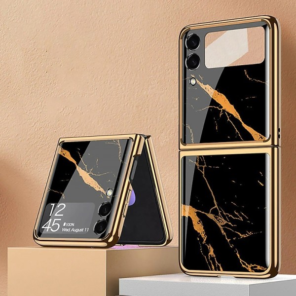 Phone Case For Samsung Galaxy Z Flip 5 Z Flip 4 Z Flip 3 Z Flip 2 Z Flip Back Cover Plating Camera Lens Protector Shockproof Transparent Solid Colored Marble Tempered Glass Phone Case For Samsung Galaxy Z Flip 5 Z Flip 4 Z Flip 3 Z Flip 2 Z Flip Back Cover Plating Camera Lens Protector Shockproof Transparent Solid Colored Marble Tempered Glass