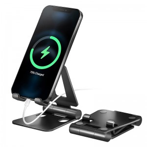Cell Phone Stand Holder, Fully Foldable, Adjustable Desktop Phone Holder Cradle Dock Compatible with All Cell Phone Model iPhone Samsung Galaxy Nintendo Switch Tablets