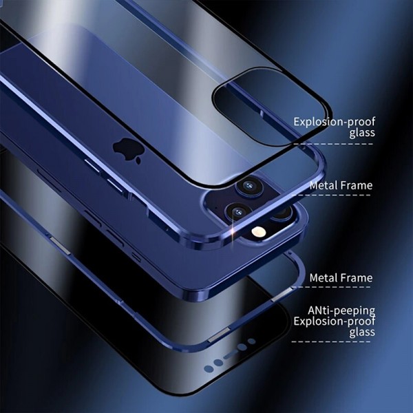 Phone Case For iPhone 15 Pro Max Plus iPhone 14 13 12 11 Pro Max Plus Mini Magnetic Adsorption Full Body Protective Double Sided Anti peep Tempered Glass