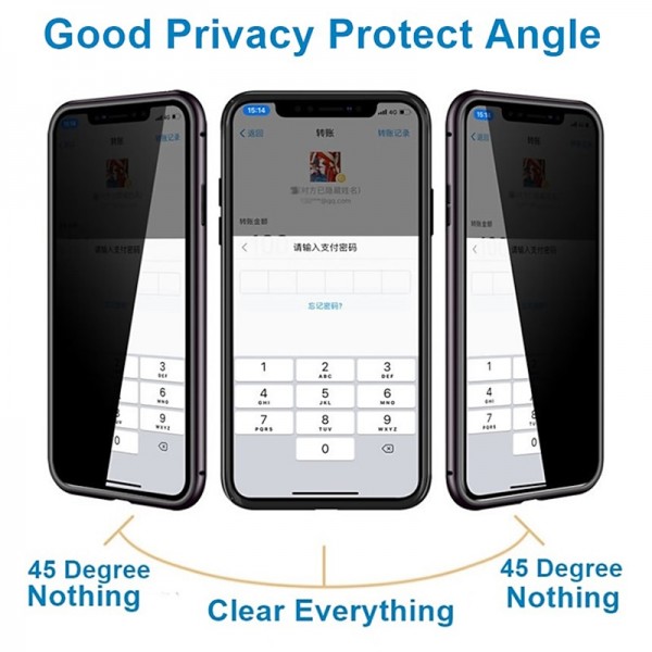 Phone Case For iPhone 15 Pro Max Plus iPhone 14 13 12 11 Pro Max Plus Mini Magnetic Adsorption Full Body Protective Double Sided Anti peep Tempered Glass