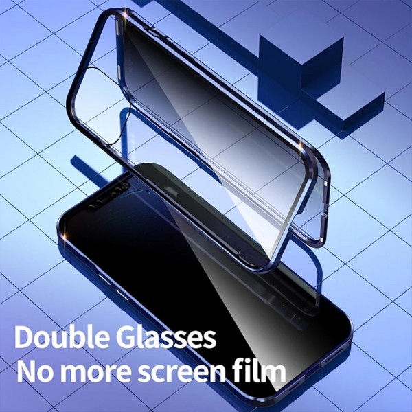 Phone Case For iPhone 15 Pro Max Plus iPhone 14 13 12 11 Pro Max Plus Mini Magnetic Adsorption Full Body Protective Double Sided Anti peep Tempered Glass