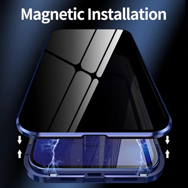 Phone Case For iPhone 15 Pro Max Plus iPhone 14 13 12 11 Pro Max Plus Mini Magnetic Adsorption Full Body Protective Double Sided Anti peep Tempered Glass