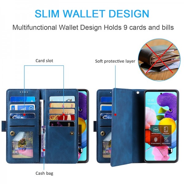 Phone Case For Samsung Galaxy S24 S23 S22 S21 S20 Plus Ultra A54 A34 A14 A73 A53 A33 A72 S10 A71 A52 A51 Full Body Case Wallet Case with Stand Holder Bling Zipper Retro Glitter Shine PU Leather