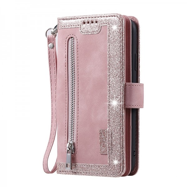 Phone Case For Samsung Galaxy S24 S23 S22 S21 S20 Plus Ultra A54 A34 A14 A73 A53 A33 A72 S10 A71 A52 A51 Full Body Case Wallet Case with Stand Holder Bling Zipper Retro Glitter Shine PU Leather