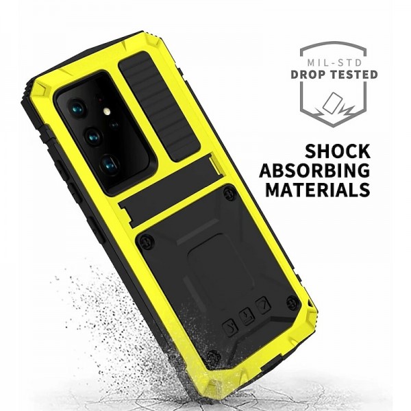 Phone Case For Samsung Galaxy S23 S22 S21 S20 Plus Ultra Note 20 Ultra A32 Full Body Case with Stand Holder Dustproof Military Grade Protection Solid Colored Armor Tempered Glass Metal Aluminium Phone Case For Samsung Galaxy S23 S22 S21 S20 Plus Ultra Note 20 Ultra A32 Full Body Case with Stand Holder Dustproof Military Grade Protection Solid Colored Armor Tempered Glass Metal Aluminium