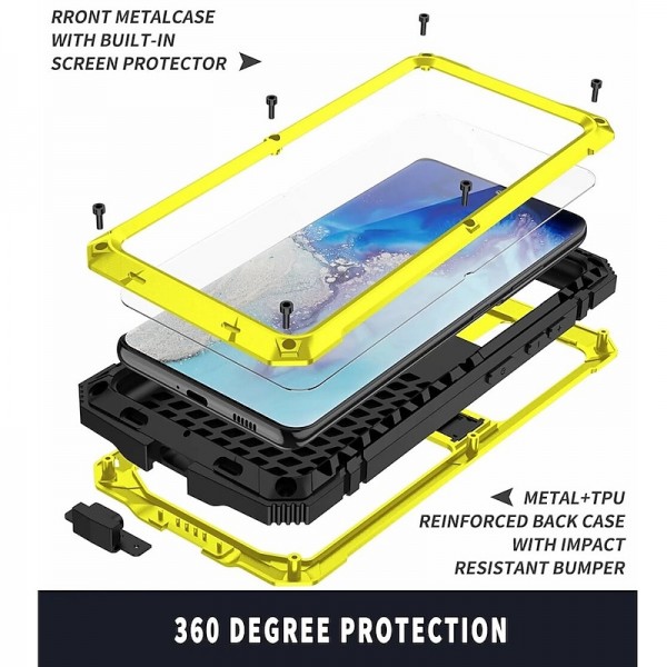 Phone Case For Samsung Galaxy S23 S22 S21 S20 Plus Ultra Note 20 Ultra A32 Full Body Case with Stand Holder Dustproof Military Grade Protection Solid Colored Armor Tempered Glass Metal Aluminium Phone Case For Samsung Galaxy S23 S22 S21 S20 Plus Ultra Note 20 Ultra A32 Full Body Case with Stand Holder Dustproof Military Grade Protection Solid Colored Armor Tempered Glass Metal Aluminium