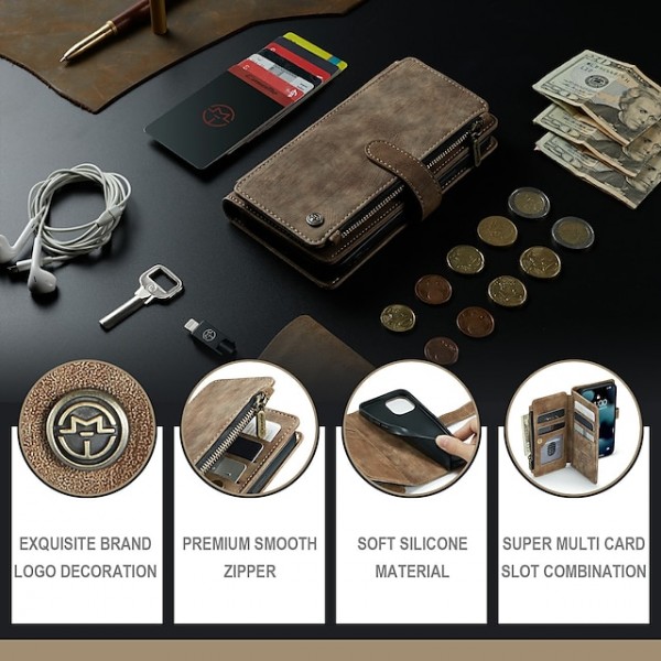 Phone Case For Apple iPhone 14 Pro Max Plus 13 12 11 Mini X XR XS 8 7 Full Body Case Wallet Case with Stand Zipper Shockproof Retro Solid Colored PU Leather Phone Case For Apple iPhone 14 Pro Max Plus 13 12 11 Mini X XR XS 8 7 Full Body Case Wallet Case with Stand Zipper Shockproof Retro Solid Colored PU Leather