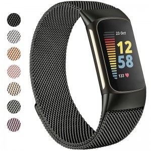 1 pcs Smart Watch Band for Fitbit Charge 5 Stainless Steel Smartwatch Strap Magnetic Adjustable Milanese Loop Charge 5 Replacement  Wristband