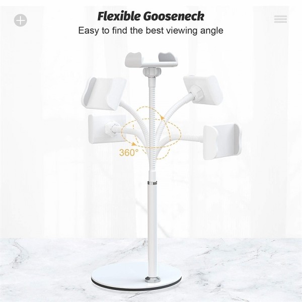 Cell Phone Stand, Adjustable Height & Angle Phone Holder Gooseneck Flexible Arm Universal Phone Stand for Desk, Aluminum Alloy Desktop Cell Phone Holder Compatible with 3.5"-6.5" Device Cell Phone Stand, Adjustable Height & Angle Phone Holder Gooseneck Flexible Arm Universal Phone Stand for Desk, Aluminum Alloy Desktop Cell Phone Holder Compatible with 3.5"-6.5" Device