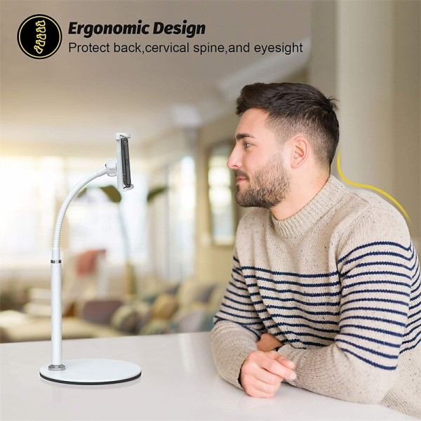 Cell Phone Stand, Adjustable Height & Angle Phone Holder Gooseneck Flexible Arm Universal Phone Stand for Desk, Aluminum Alloy Desktop Cell Phone Holder Compatible with 3.5"-6.5" Device Cell Phone Stand, Adjustable Height & Angle Phone Holder Gooseneck Flexible Arm Universal Phone Stand for Desk, Aluminum Alloy Desktop Cell Phone Holder Compatible with 3.5"-6.5" Device