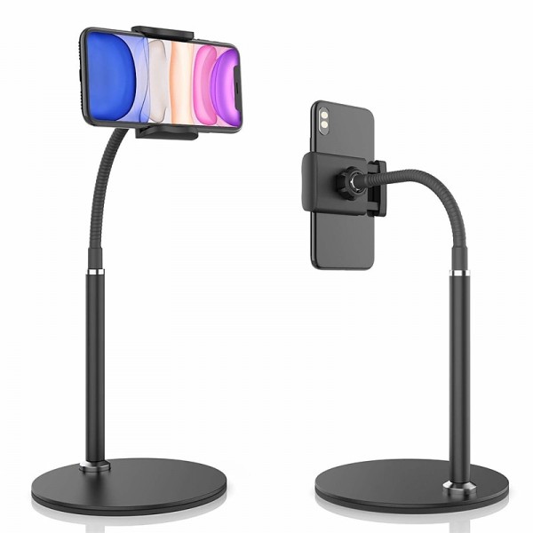 Cell Phone Stand, Adjustable Height & Angle Phone Holder Gooseneck Flexible Arm Universal Phone Stand for Desk, Aluminum Alloy Desktop Cell Phone Holder Compatible with 3.5"-6.5" Device Cell Phone Stand, Adjustable Height & Angle Phone Holder Gooseneck Flexible Arm Universal Phone Stand for Desk, Aluminum Alloy Desktop Cell Phone Holder Compatible with 3.5"-6.5" Device