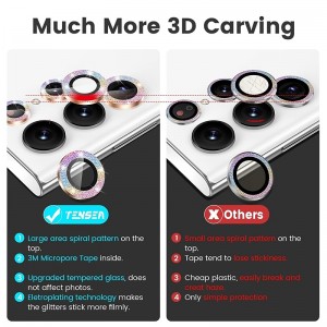 1 Set Camera Lens Protector For Samsung S24 Ultra Plus S23 Ultra Plus S22 Ultra Tempered Glass Aluminum alloy 9H Hardness Anti-Fingerprint Diamond Scratch Proof