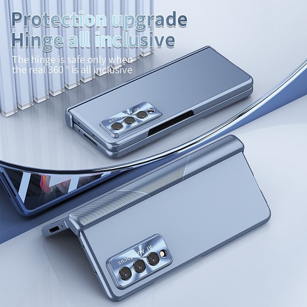 Phone Case For Samsung Galaxy Z Fold 5 Z Fold 4 Z Fold 3 Full Body Case Flip Pencil Holder Plating Solid Colored PC Phone Case For Samsung Galaxy Z Fold 5 Z Fold 4 Z Fold 3 Full Body Case Flip Pencil Holder Plating Solid Colored PC