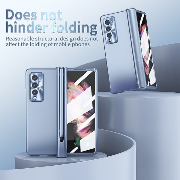 Phone Case For Samsung Galaxy Z Fold 5 Z Fold 4 Z Fold 3 Full Body Case Flip Pencil Holder Plating Solid Colored PC Phone Case For Samsung Galaxy Z Fold 5 Z Fold 4 Z Fold 3 Full Body Case Flip Pencil Holder Plating Solid Colored PC