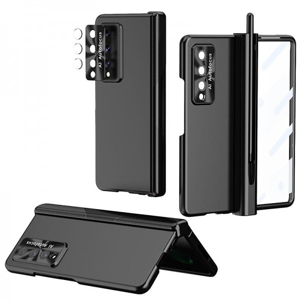 Phone Case For Samsung Galaxy Z Fold 5 Z Fold 4 Z Fold 3 Full Body Case Flip Pencil Holder Plating Solid Colored PC Phone Case For Samsung Galaxy Z Fold 5 Z Fold 4 Z Fold 3 Full Body Case Flip Pencil Holder Plating Solid Colored PC