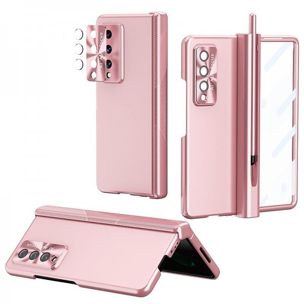 Phone Case For Samsung Galaxy Z Fold 5 Z Fold 4 Z Fold 3 Full Body Case Flip Pencil Holder Plating Solid Colored PC Phone Case For Samsung Galaxy Z Fold 5 Z Fold 4 Z Fold 3 Full Body Case Flip Pencil Holder Plating Solid Colored PC